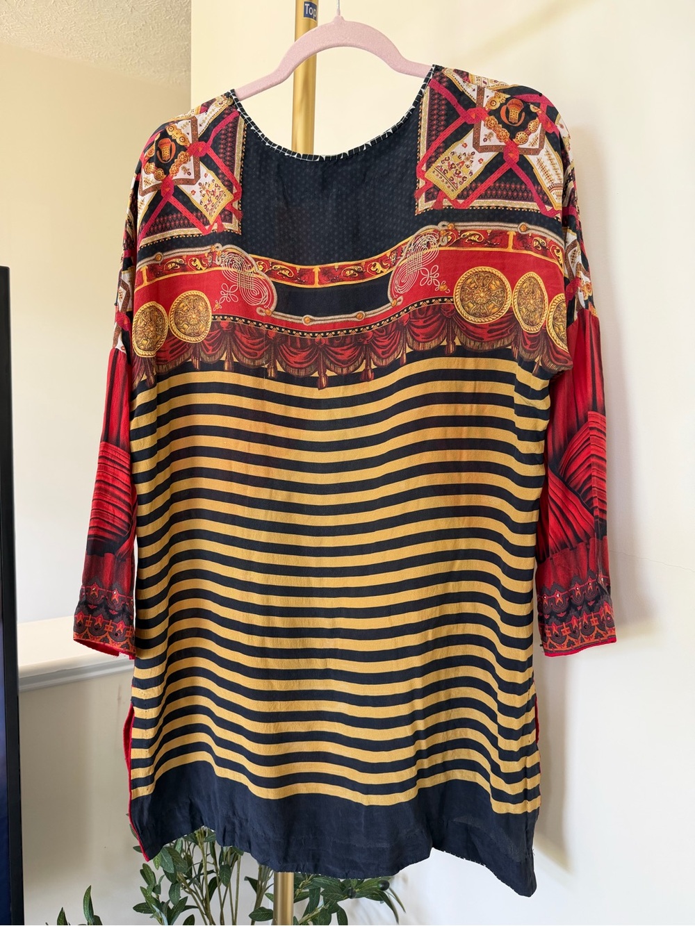 Red & Black Printed Stripe Kurta Tunic